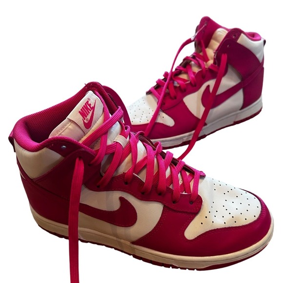 Nike Shoes - Nike Dunk High Pink and White High Top Sneaker Womens 10